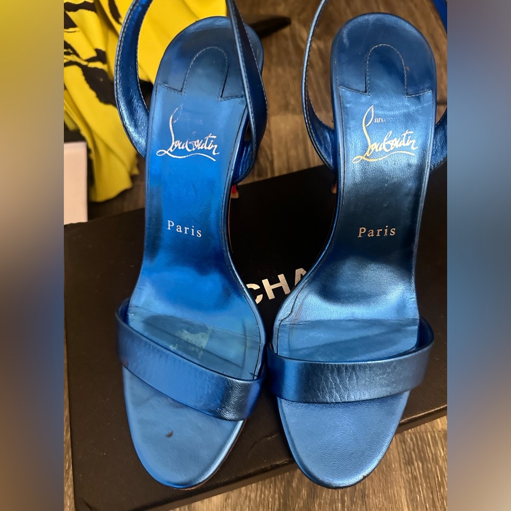 Blue Christian loubs sling back